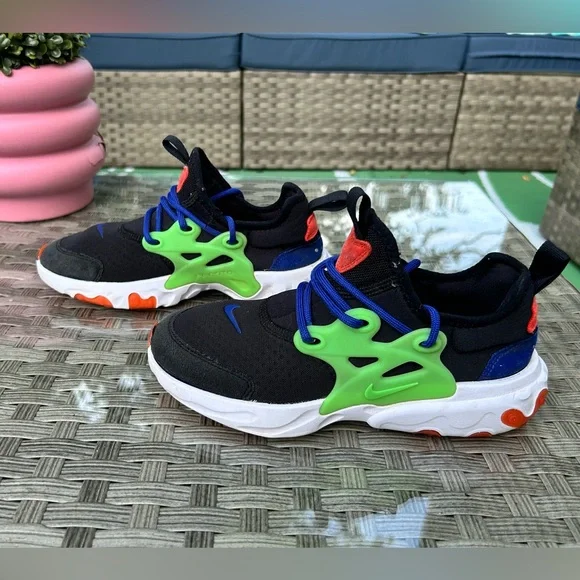 Nike React Presto Black / Neon Green / Orange / Blue Youth Sneaker Size 13C - Picture 1 of 6